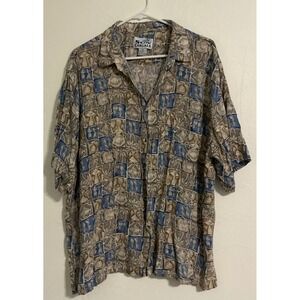 Sun Casuals XL Mens Button Up Short Sleeve Tropical Hawaiian Shirt